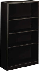 Hon - 4 Shelf, 59" High x 34-1/2" Wide Bookcase - 11-3/4" Deep, Steel, Black - Industrial Tool & Supply