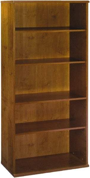 Bush Business Furniture - 5 Shelf, 72-7/8" High x 35-3/4" Wide Bookcase - 15-3/8" Deep, Laminate Over Wood, Natural Cherry - Industrial Tool & Supply