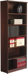 ALERA - 6 Shelf, 80-3/8" High x 31-3/4" Wide Bookcase - 14" Deep, Woodgrain Laminate, Mahogany - Industrial Tool & Supply