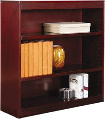 ALERA - 3 Shelf, 36" High x 35-5/8" Wide Bookcase - 11-3/4" Deep, Wood Veneer, Mahogany - Industrial Tool & Supply