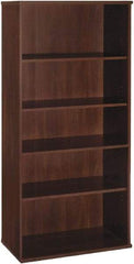 Bush Business Furniture - 5 Shelf, 72-7/8" High x 35-5/8" Wide Bookcase - 15-3/8" Deep, Laminate Over Wood, Hansen Cherry - Industrial Tool & Supply