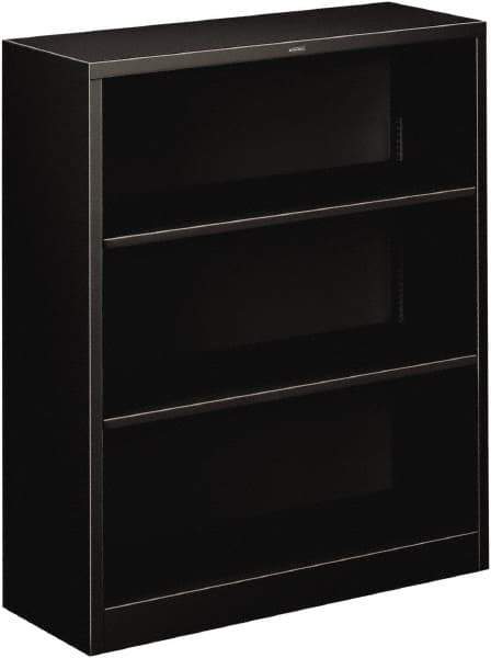 Hon - 3 Shelf, 41" High x 34-1/2" Wide Bookcase - 12-5/8" Deep, Steel, Black - Industrial Tool & Supply