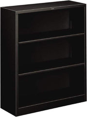 Hon - 3 Shelf, 41" High x 34-1/2" Wide Bookcase - 12-5/8" Deep, Steel, Black - Industrial Tool & Supply