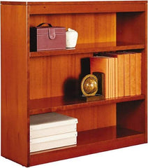 ALERA - 3 Shelf, 36" High x 35-5/8" Wide Bookcase - 13-1/8" Deep, Wood Veneer, Medium Cherry - Industrial Tool & Supply