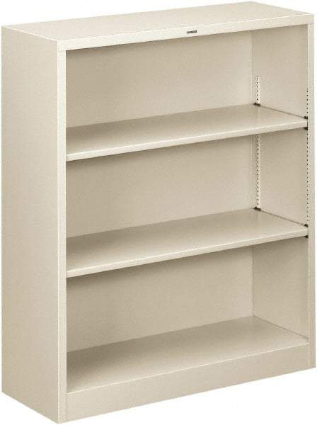 Hon - 3 Shelf, 41" High x 34-1/2" Wide Bookcase - 11-5/8" Deep, Steel, Light Gray - Industrial Tool & Supply