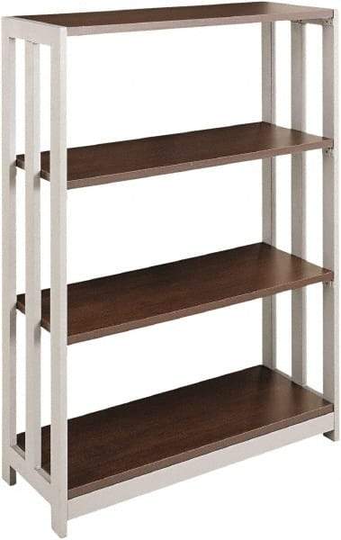Linea Italia - 3 Shelf, 43-1/4" High x 31-1/2" Wide Bookcase - 11-1/2" Deep, Woodgrain Laminate, Mocha - Industrial Tool & Supply