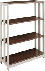 Linea Italia - 3 Shelf, 43-1/4" High x 31-1/2" Wide Bookcase - 11-1/2" Deep, Woodgrain Laminate, Mocha - Industrial Tool & Supply