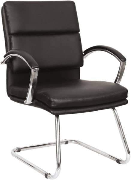 ALERA - Black Leather Guest Chair - 23-1/2" Wide x 37" High - Industrial Tool & Supply