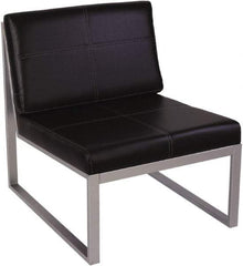 ALERA - Black & Silver Leather Guest Chair - 26-3/8" Wide x 30" High - Industrial Tool & Supply
