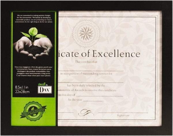 Dax - Black Document Holders-Certificate/Document - 11" High x 8-1/2" Wide - Industrial Tool & Supply