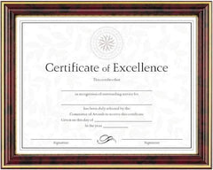 Dax - Mahogany & Gold Document Holders-Certificate/Document - 11" High x 8-1/2" Wide - Industrial Tool & Supply