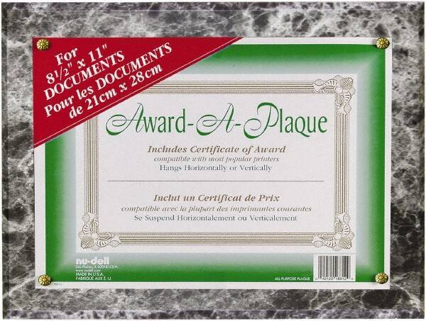 Nudell - Black Marble Document Holders-Certificate/Document - 11" High x 8-1/2" Wide - Industrial Tool & Supply