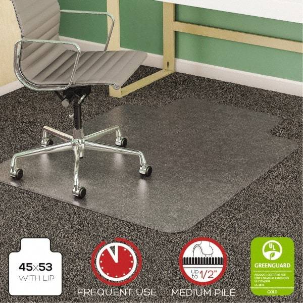 Deflect-o - 53" Long x 45" Wide, Chair Mat - Rectangular, Beveled Edge Style - Industrial Tool & Supply