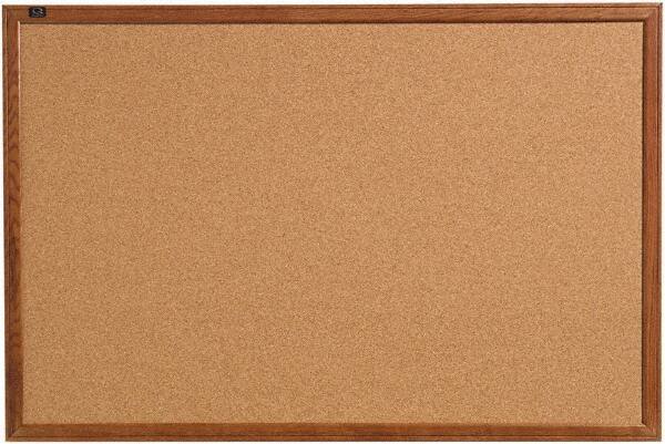 Quartet - 36" Wide x 24" High Open Cork Bulletin Board - Natural (Color) - Industrial Tool & Supply