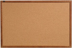 Quartet - 36" Wide x 24" High Open Cork Bulletin Board - Natural (Color) - Industrial Tool & Supply