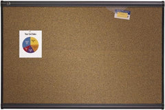 Quartet - 48" Wide x 36" High Open Cork Bulletin Board - Brown - Industrial Tool & Supply