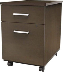 Linea Italia - 16-1/2" Wide x 23-5/8" High x 19-3/4" Deep, 2 Drawer Pedestal - Laminate, Mocha - Industrial Tool & Supply