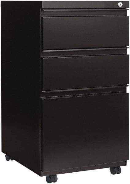 ALERA - 14-7/8" Wide x 28-1/4" High x 23-1/8" Deep, 3 Drawer Pedestal - Steel, Black - Industrial Tool & Supply
