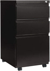 ALERA - 14-7/8" Wide x 28-1/4" High x 23-1/8" Deep, 3 Drawer Pedestal - Steel, Black - Industrial Tool & Supply