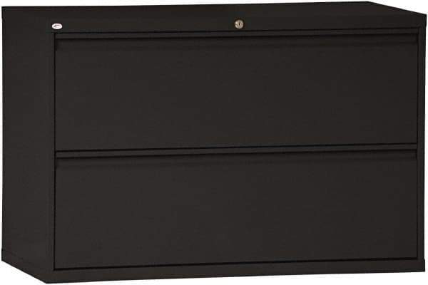 ALERA - 42" Wide x 28-3/8" High x 19-1/4" Deep, 2 Drawer Lateral File - Steel, Black - Industrial Tool & Supply