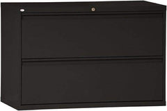 ALERA - 42" Wide x 28-3/8" High x 19-1/4" Deep, 2 Drawer Lateral File - Steel, Black - Industrial Tool & Supply