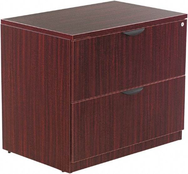 ALERA - 34" Wide x 29-1/2" High x 22-3/4" Deep, 2 Drawer Lateral File - Woodgrain Laminate, Mahogany - Industrial Tool & Supply