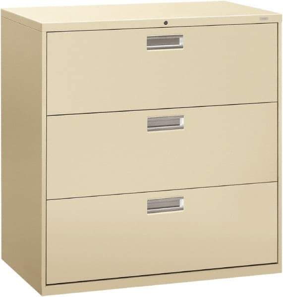 Hon - 42" Wide x 40-7/8" High x 19-1/4" Deep, 3 Drawer Lateral File - Steel, Putty - Industrial Tool & Supply