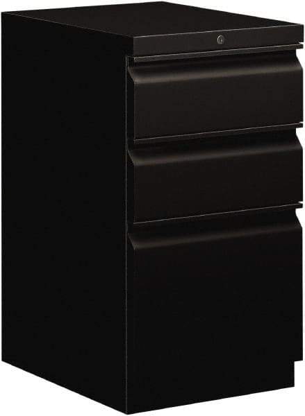 Hon - 15" Wide x 28" High x 19-7/8" Deep, 3 Drawer Pedestal - Steel, Black - Industrial Tool & Supply