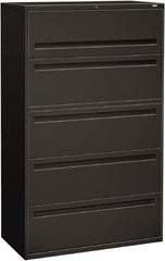Hon - 42" Wide x 67" High x 19-1/4" Deep, 5 Drawer Roll-Out, Roll-Out Posting - Steel, Charcoal - Industrial Tool & Supply