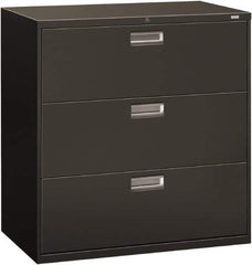 Hon - 42" Wide x 40-7/8" High x 19-1/4" Deep, 3 Drawer Lateral File - Steel, Charcoal - Industrial Tool & Supply