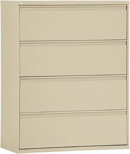 ALERA - 42" Wide x 53-1/4" High x 19-1/4" Deep, 4 Drawer Lateral File - Steel, Putty - Industrial Tool & Supply