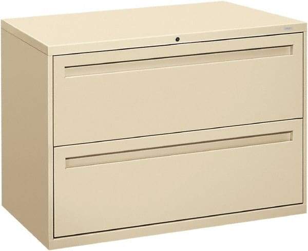 Hon - 42" Wide x 28-3/8" High x 19-1/4" Deep, 2 Drawer Lateral File - Steel, Putty - Industrial Tool & Supply