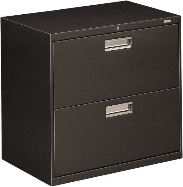 Hon - 30" Wide x 28-3/8" High x 19-1/4" Deep, 2 Drawer Roll-Out - Steel, Charcoal - Industrial Tool & Supply