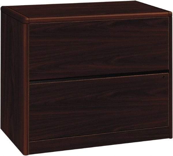 Hon - 36" Wide x 29-1/2" High x 20" Deep, 2 Drawer Lateral File - Laminate, Mahogany - Industrial Tool & Supply