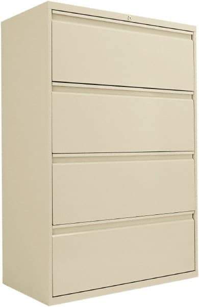 ALERA - 36" Wide x 53-1/4" High x 19-1/4" Deep, 4 Drawer Lateral File - Steel, Putty - Industrial Tool & Supply