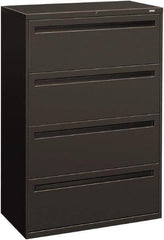 Hon - 36" Wide x 53-1/4" High x 19-1/4" Deep, 4 Drawer Lateral File - Steel, Charcoal - Industrial Tool & Supply