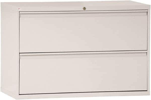 ALERA - 42" Wide x 28-3/8" High x 19-1/4" Deep, 2 Drawer Lateral File - Steel, Light Gray - Industrial Tool & Supply