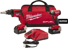 Milwaukee Tool - 18 Volt Cordless Tool Combination Kit - Includes Screwgun & Impact Driver, Lithium-Ion Battery Included - Industrial Tool & Supply