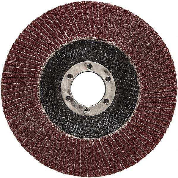 3M - 40 Grit, 4-1/2" Disc Diam, 7/8" Center Hole, Type 27 Ceramic Flap Disc - 13,300 Max RPM, Cloth Backing, Arbor Attaching System, Coated - Industrial Tool & Supply