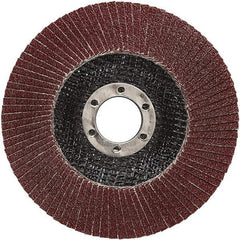 3M - 40 Grit, 4-1/2" Disc Diam, 7/8" Center Hole, Type 27 Ceramic Flap Disc - 13,300 Max RPM, Cloth Backing, Arbor Attaching System, Coated - Industrial Tool & Supply