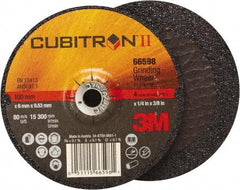 3M - 7" Wheel Diam, 7/8" Arbor Hole, Type 27 Depressed Center Wheel - Medium Grade, Ceramic, 8,500 Max RPM - Industrial Tool & Supply
