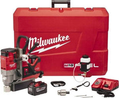 Milwaukee Tool - 1-1/2" Chuck, 5.75" Travel, Portable Magnetic Drill Press - 400 & 690 RPM, 9 Amps, 0.43 hp - Industrial Tool & Supply