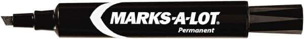 Marks-A-Lot - Black Permanent Marker - Chisel Tip, AP Nontoxic Ink - Industrial Tool & Supply