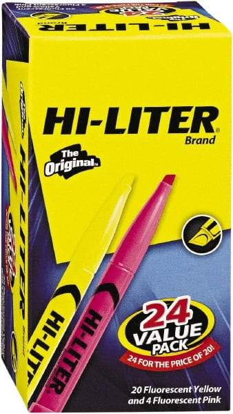 HiLiter - Yellow, Pink Highlighter - Chisel Tip, AP Nontoxic Ink - Industrial Tool & Supply