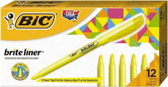 Bic - Flouorescent Yellow Highlighter - Chisel Tip, Water Base Ink - Industrial Tool & Supply