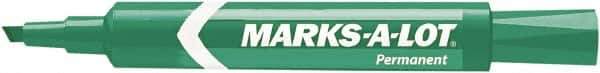 Marks-A-Lot - Green Permanent Marker - Chisel Tip, AP Nontoxic Ink - Industrial Tool & Supply