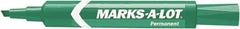Marks-A-Lot - Green Permanent Marker - Chisel Tip, AP Nontoxic Ink - Industrial Tool & Supply