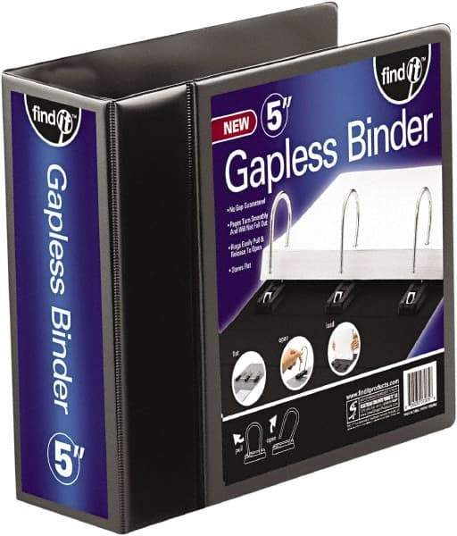 Find-It - 1,050 Sheet Capacity, 11 x 8-1/2", View Ring Binder - Vinyl, Black - Industrial Tool & Supply