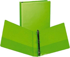 Samsill - 225 Sheet Capacity, 11 x 8-1/2", View Ring Binder - Vinyl Covered Chipboard, Lime - Industrial Tool & Supply