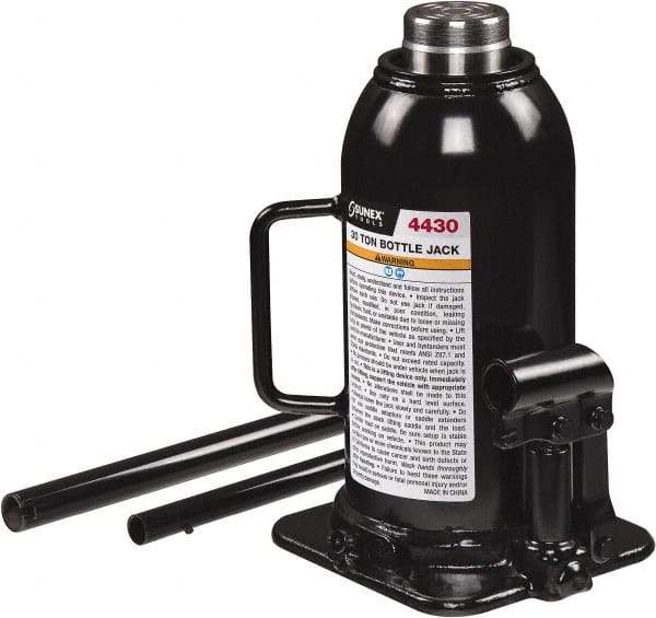 Sunex Tools - 30 Ton Capacity Bottle Jack - 10.8" to 17.3" High, 6.81" Long x 6." Wide Base - Industrial Tool & Supply